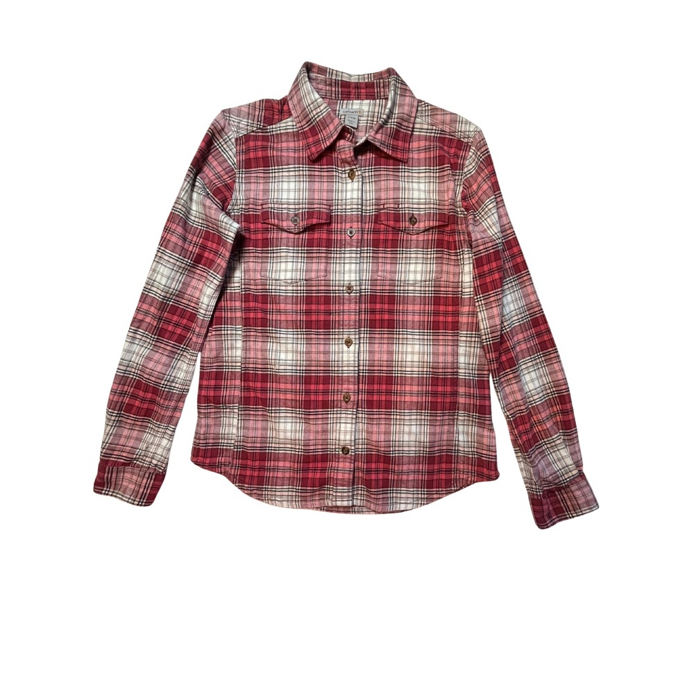 Women's Carhartt Plaid Flannel Shirt S Button-up Norm Gorp Western Farm Ranch